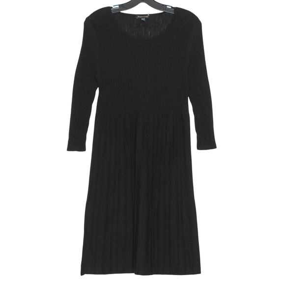 Eileen Fisher Sweater Dress Wool Minimalist Academia 90s Goth Black XS Flawed - Picture 1 of 8